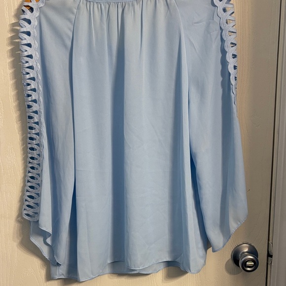 Zac & Rachel Sky Blue Blouse with Cut-Out Sleeves - Picture 7 of 8